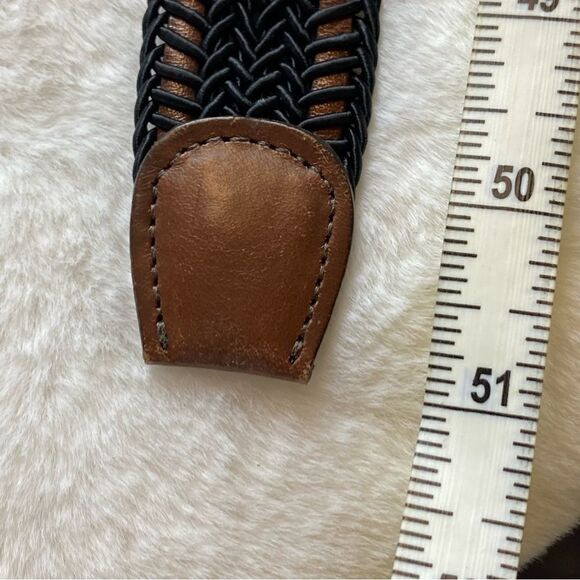 Torino Made In USA Brown Leather Black Braiding Belt Size 44 - Picture 9 of 10